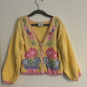 Vintage Kids Studio Yellow Flower Cardigan